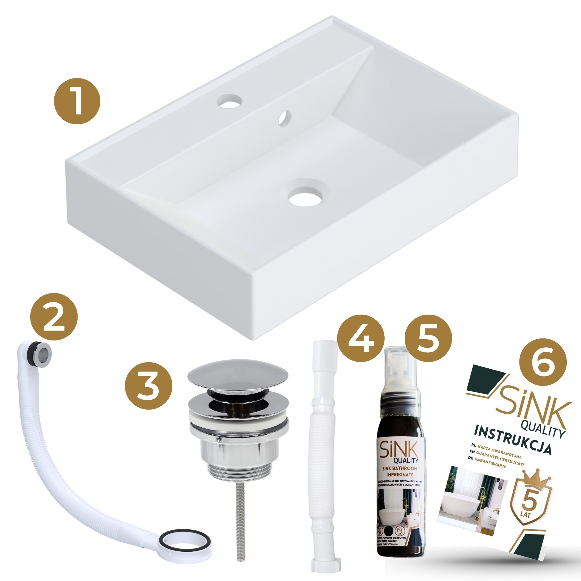 Umywalka NADIA 50 z elementami dołączonymi do zestawu